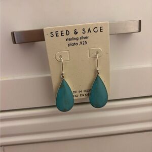 Seed & Sage Sterling Silver Teardrop Turquoise Dangle Earrings